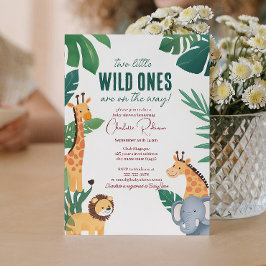 Twins Baby Safari Baby Dusche Einladung