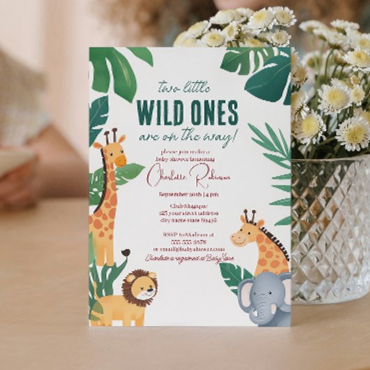 Twins Baby Safari Baby Dusche Einladung