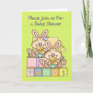 Twins Baby Shower - Baby Duschkarte für zwei Kinde Einladung