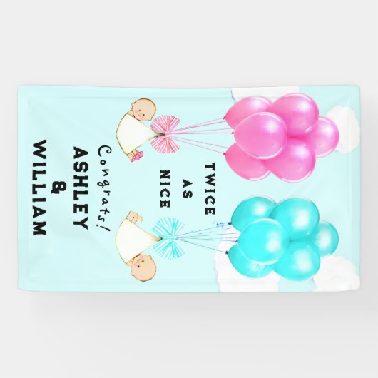 Twins Baby Shower Banner (Horizontal)