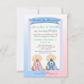 Twins Baby Shower Blue and Pink Blankets (Jen) Einladung (Vorderseite)