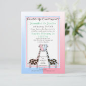 Twins Baby Shower Blue and Pink (Jen) Einladung (Stehend Vorderseite)