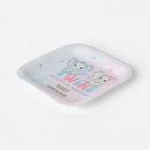 Twins Baby Shower Boy Girl Pappteller (Gewinkelt)