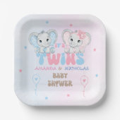 Twins Baby Shower Boy Girl Pappteller (Vorderseite)