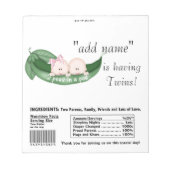 Twins Baby Shower Candy Bar Wrappers Gastgeschenk Notizblock (Vorderseite)