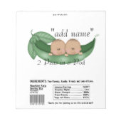 Twins Baby Shower Candy Bar Wrappers Gastgeschenk Notizblock (Vorderseite)