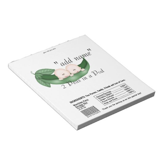 Twins Baby Shower Candy Bar Wrappers Gastgeschenk Notizblock (angewinkelt)