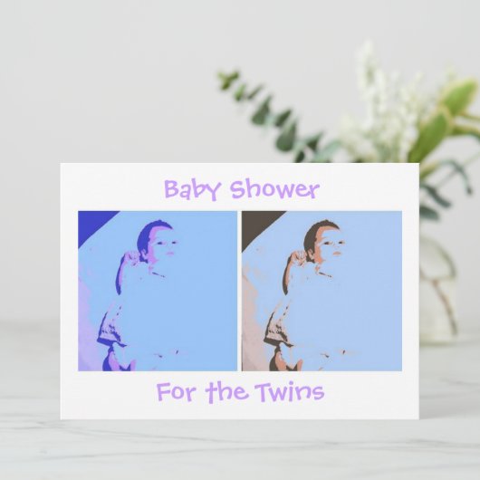 Twins Baby Shower Einladung (Stehend Vorderseite)