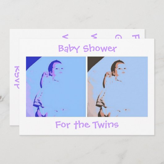 Twins Baby Shower Einladung (Vorne/Hinten)