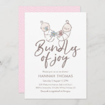 Twins Baby Shower Einladung Junge und Mädchen