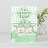 Twins Baby Shower Einladungen (Stehend Vorderseite)