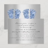 Twins Baby Shower Feet Glitzer Blue Boys Gray Einladung (Vorne/Hinten)