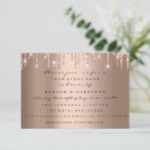 Twins Baby Shower Feet Glitzer Rose Tropfen Girl B Einladung (Stehend Vorderseite)