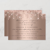 Twins Baby Shower Feet Glitzer Rose Tropfen Girl B Einladung (Vorne/Hinten)