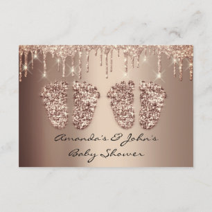 Twins Baby Shower Feet Rose Gold Tropfen Girl Boy Einladung