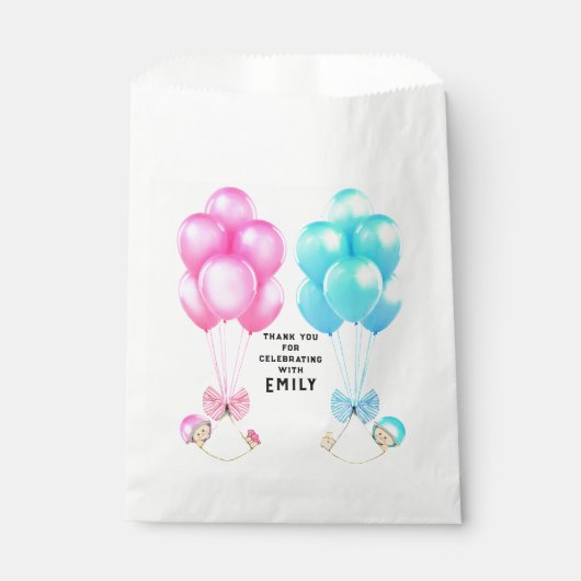 Twins Baby Shower Geschenktütchen (Vorderseite)
