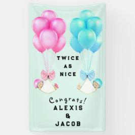 Twins Baby Shower Glückwunschs Banner