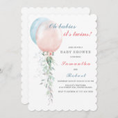 Twins Baby Shower Invitation Boy and Girl Einladung (Vorne/Hinten)