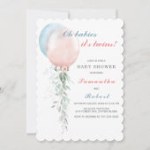 Twins Baby Shower Invitation Boy and Girl Einladung (Vorderseite)