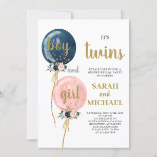 Twins Baby Shower Invitation Boy and Girl Einladung