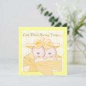 TWINS BABY SHOWER INVITATION NEUTRAL EINLADUNG (Stehend Vorderseite)