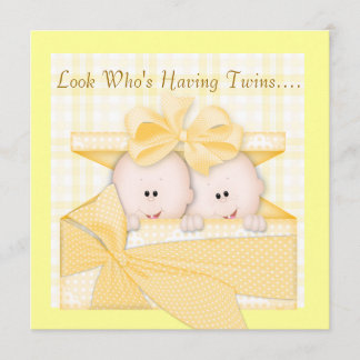 TWINS BABY SHOWER INVITATION NEUTRAL EINLADUNG