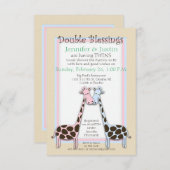 Twins Baby Shower (Jen) Einladung (Vorne/Hinten)