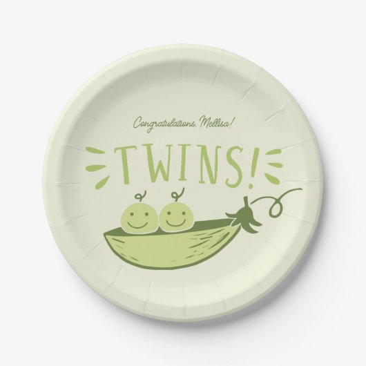Twins Baby Shower Pappteller (Vorderseite)