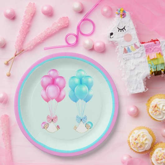 Twins Baby Shower Pappteller (Party)