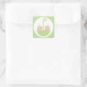 Twins Baby Shower Quadratischer Aufkleber (Tasche)