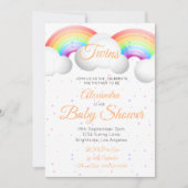 Twins Baby Shower Regenbogen Wolken farbenfrohe Sp Einladung (Vorderseite)