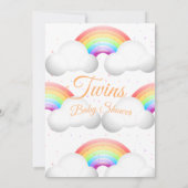 Twins Baby Shower Regenbogen Wolken farbenfrohe Sp Einladung (Rückseite)