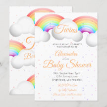 Twins Baby Shower Regenbogen Wolken farbenfrohe Sp