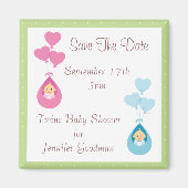 Twins & Balloons Save the Date Babydusche Magnet (Vorne)