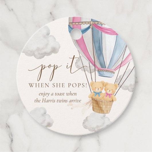 Twins Bearly Wait Teddy Bear Pop It When She Pops Geschenkanhänger (Vorderseite)