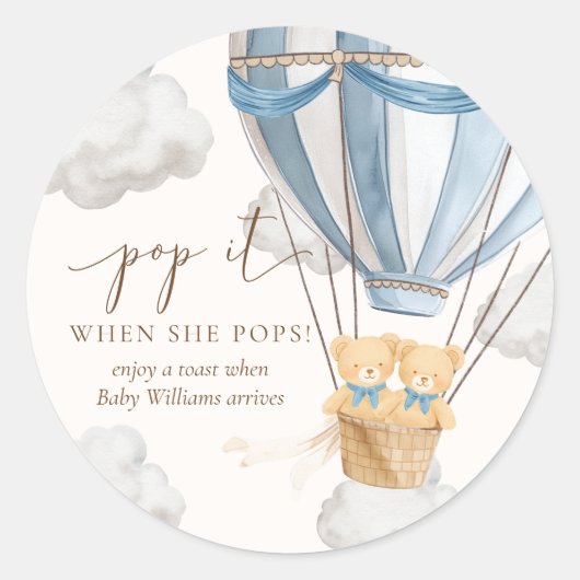 Twins Bearly Wait Teddy Bear Pop It When She Pops Runder Aufkleber (Vorderseite)