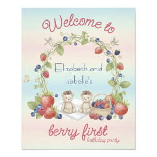 Twins Berry First 1. Geburtstagsposter Fotodruck