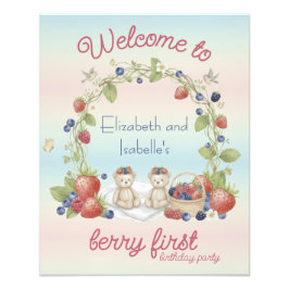 Twins Berry First 1st Birthday Party Poster
