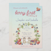 Twins Berry First Birthday Party Einladung (Vorne/Hinten)