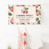 TWINS Berry Sweet Strawberry Baby Dusche Banner (Insitu)
