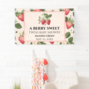 TWINS Berry Sweet Strawberry Baby Dusche Banner
