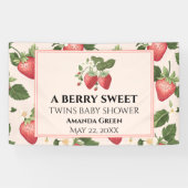 TWINS Berry Sweet Strawberry Baby Dusche Banner (Horizontal)