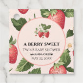 TWINS Berry Sweet Strawberry Baby Dusche Geschenkanhänger (Vorderseite)
