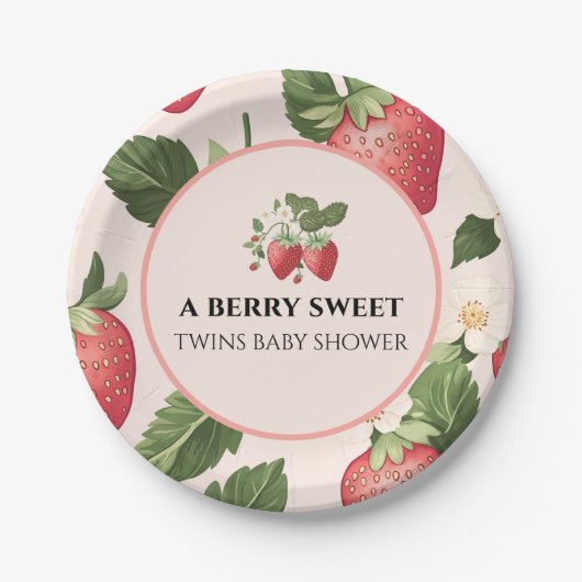 TWINS Berry Sweet Strawberry Baby Dusche Pappteller (Vorderseite)