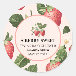 TWINS Berry Sweet Strawberry Baby Dusche Runder Aufkleber