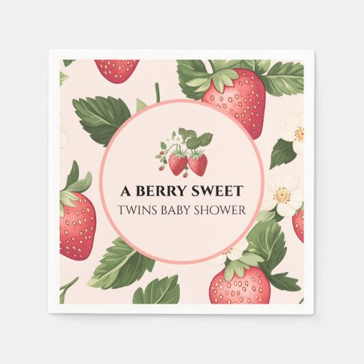 TWINS Berry Sweet Strawberry Baby Dusche Serviette (Vorderseite)