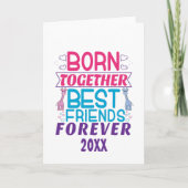 Twins Best Friends Forever - Junge und Mädchen Karte (Vorderseite)