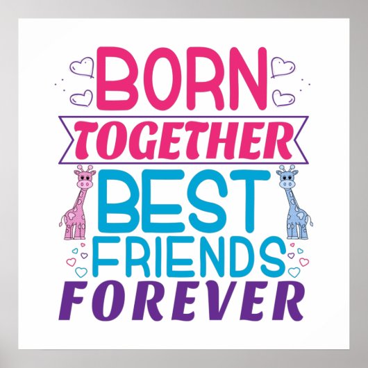 Twins Best Friends Forever - Junge und Mädchen Poster (Vorne)