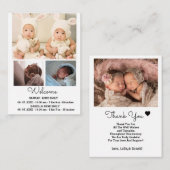 Twins Birth Announcement Card | Neugeborenes Foto Begleitkarte (Vorne/Hinten)