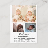 Twins Birth Announcement Card | Neugeborenes Foto Begleitkarte (Vorderseite)